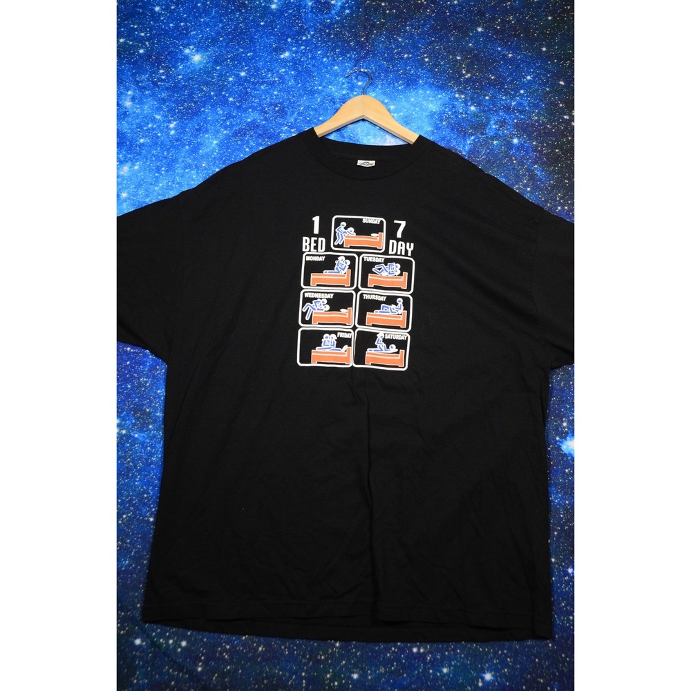 Vintage Shirt Mens 3XL Black 1 Bed 7 Day Sex Positions Graphic Funny‎ Adult Tee